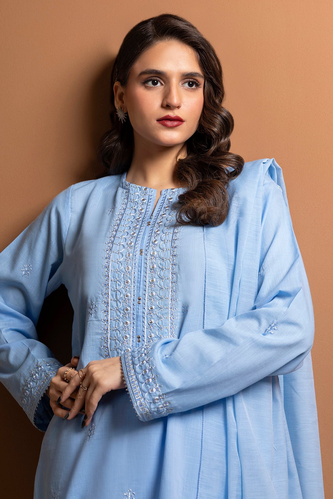 Embroidered Kurta Dupatta Trouser - 1491