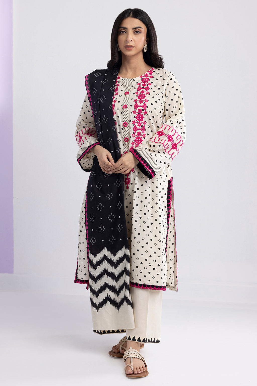 Embroidered Kurta Dupatta Trouser - 2532