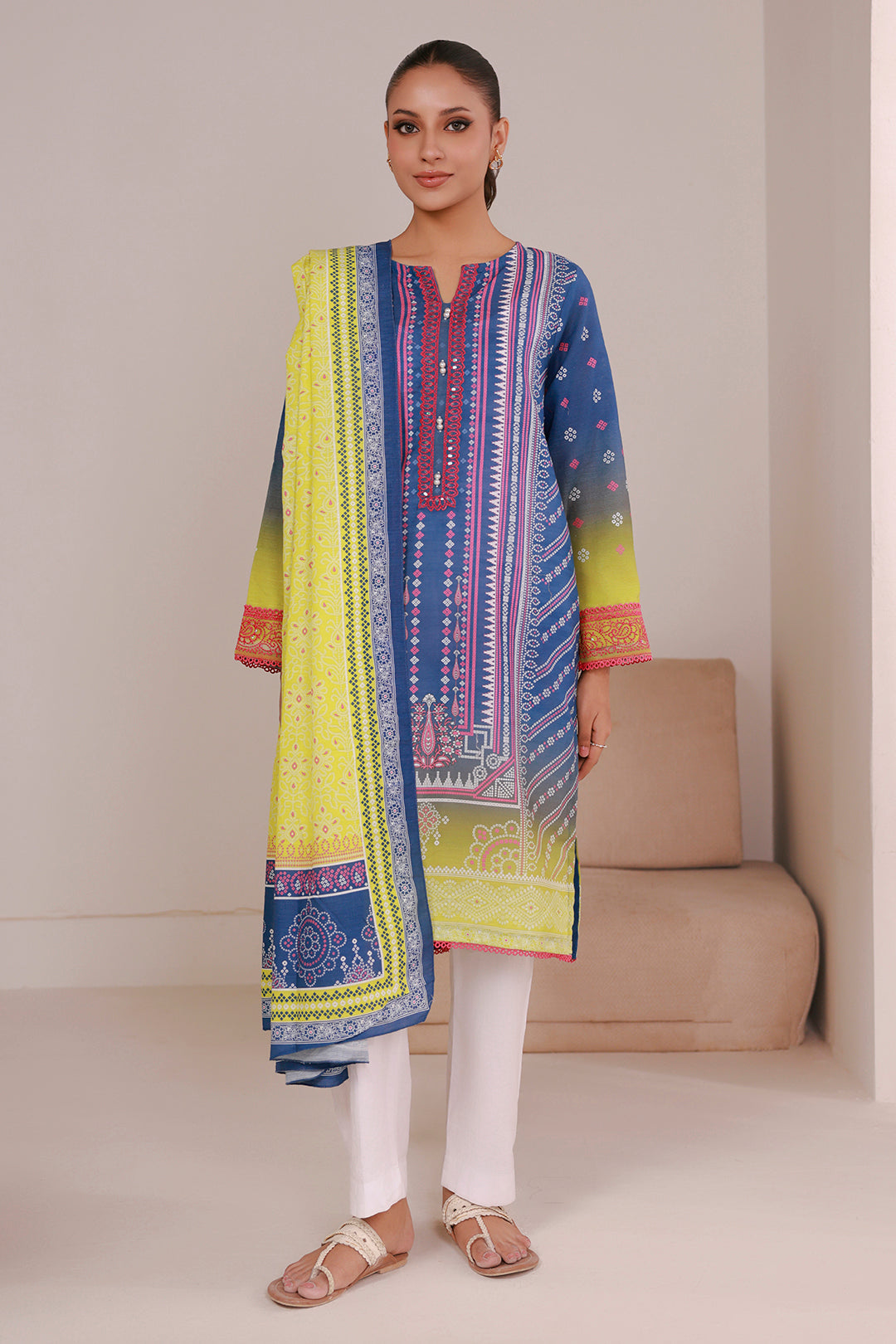 Embroidered Kurta Dupatta - 2936