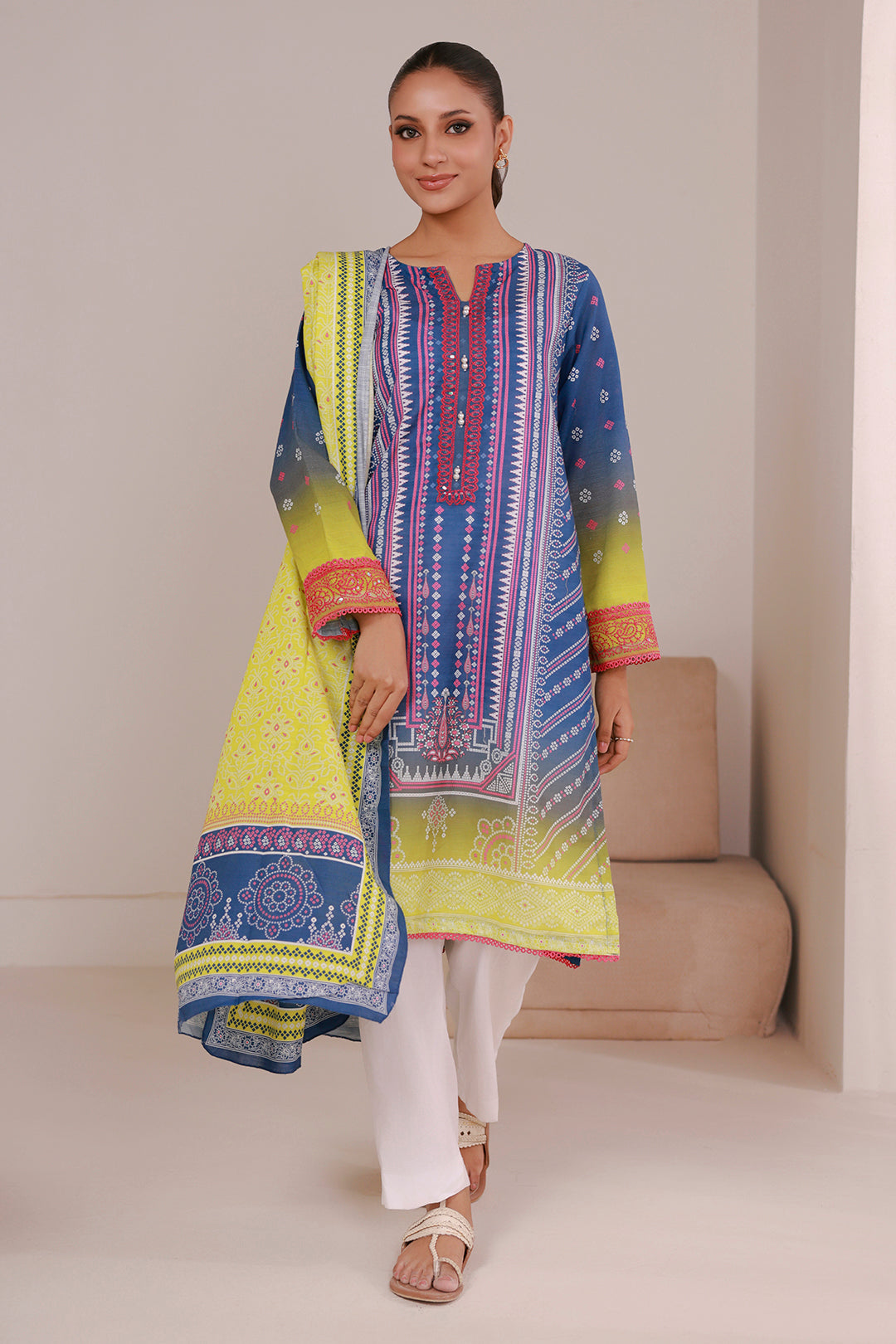 Embroidered Kurta Dupatta - 2936