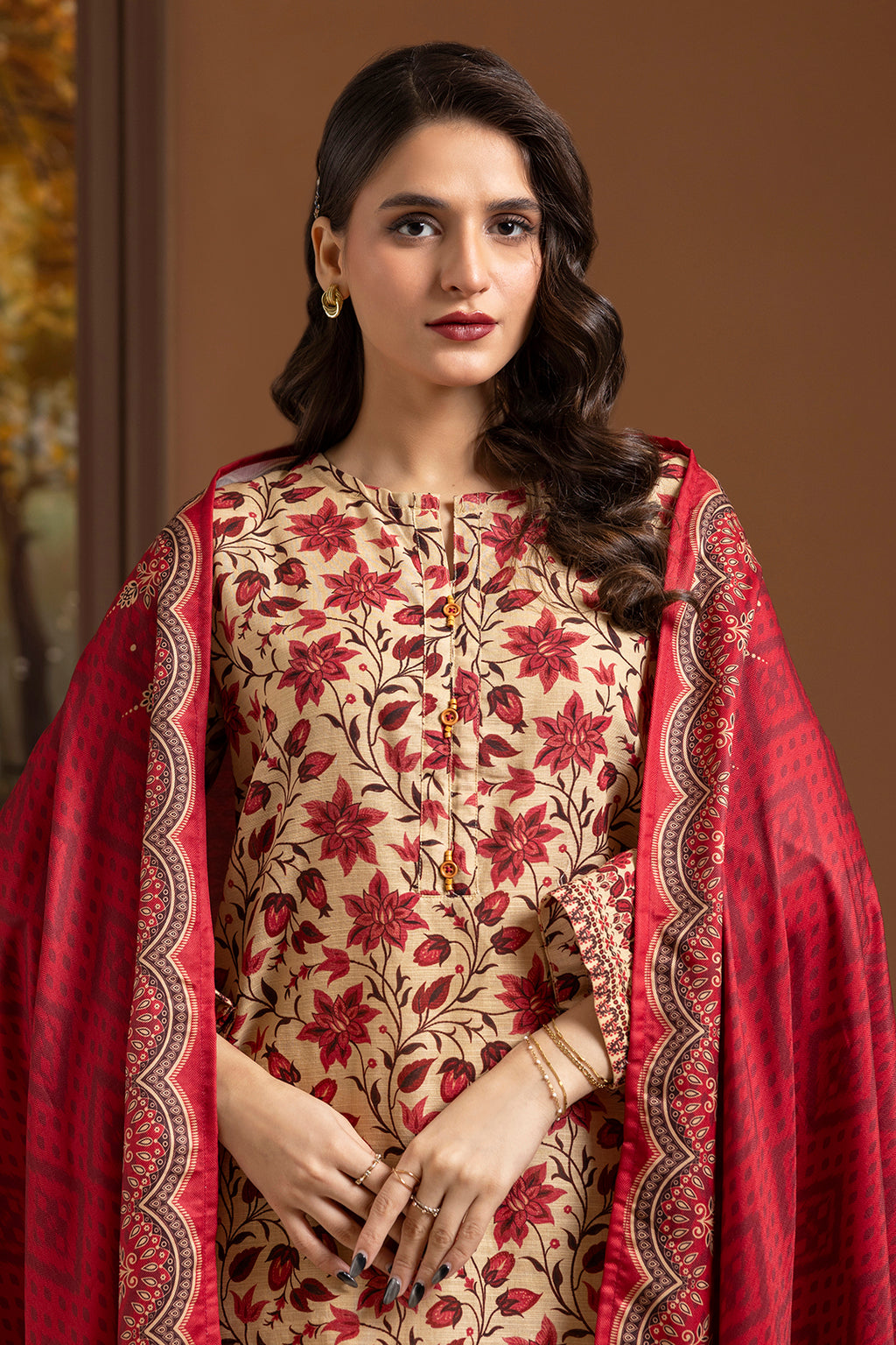 Embroidered Kurta Shawl Trouser - 2710