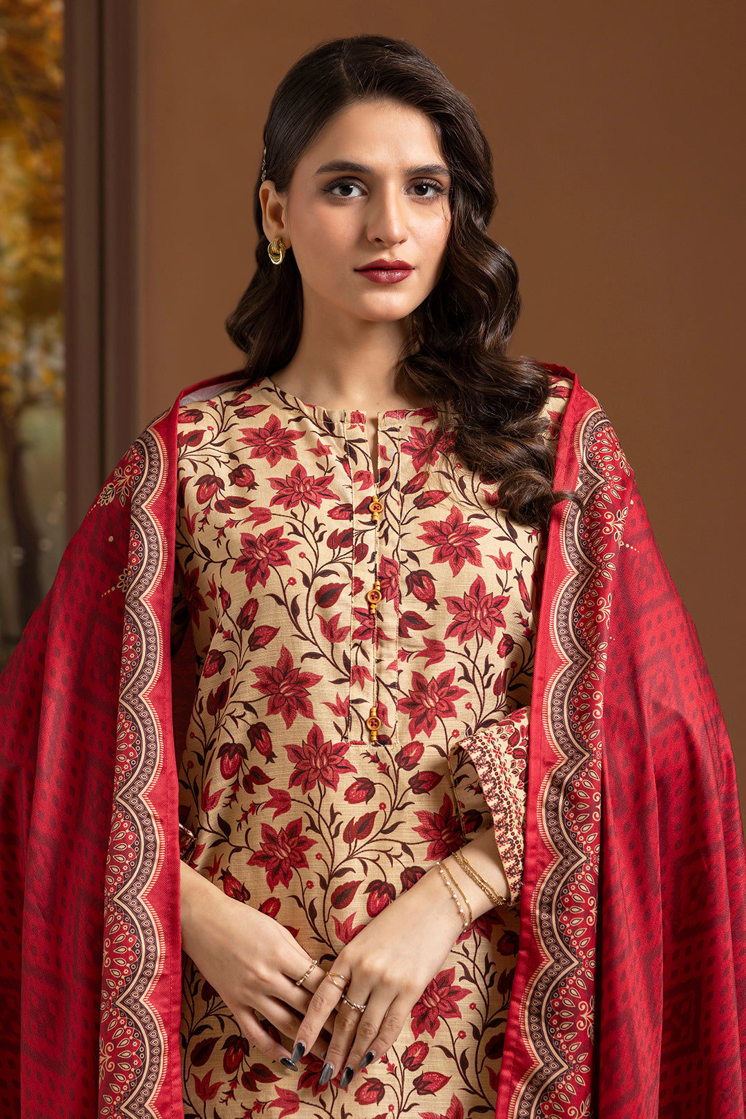 Embroidered Kurta Shawl Trouser - 2710