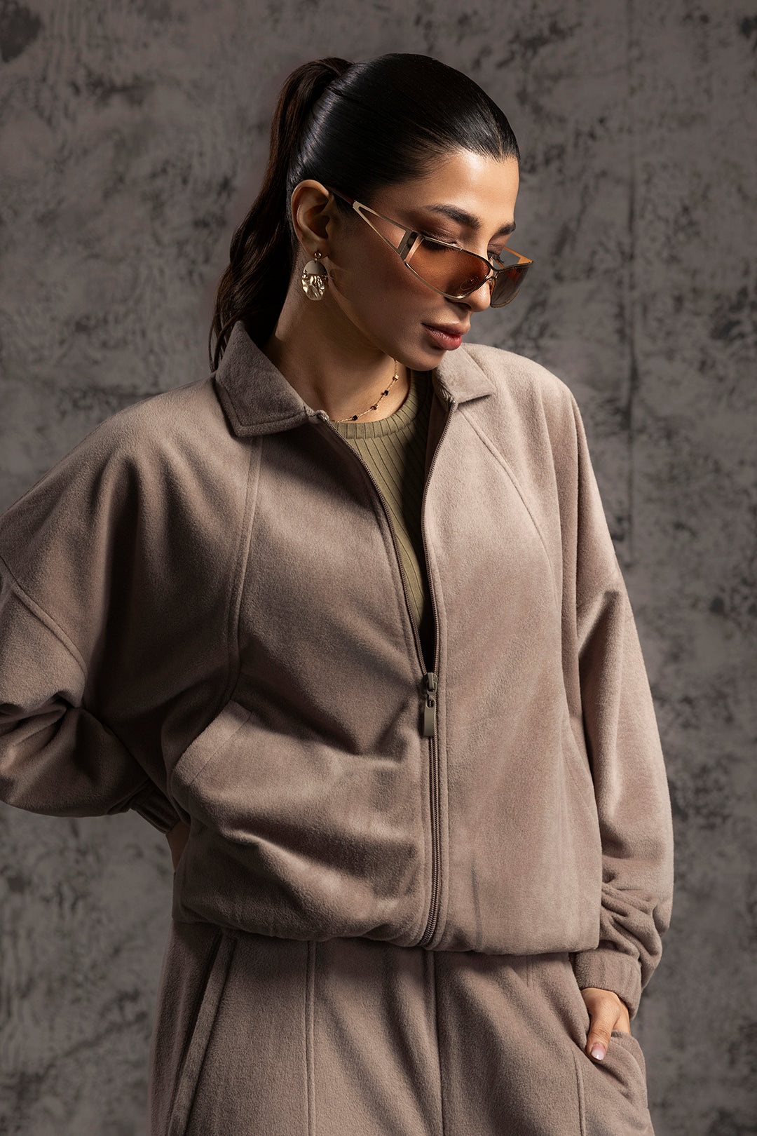 Velour Co-Ord Set Shirt - 5001