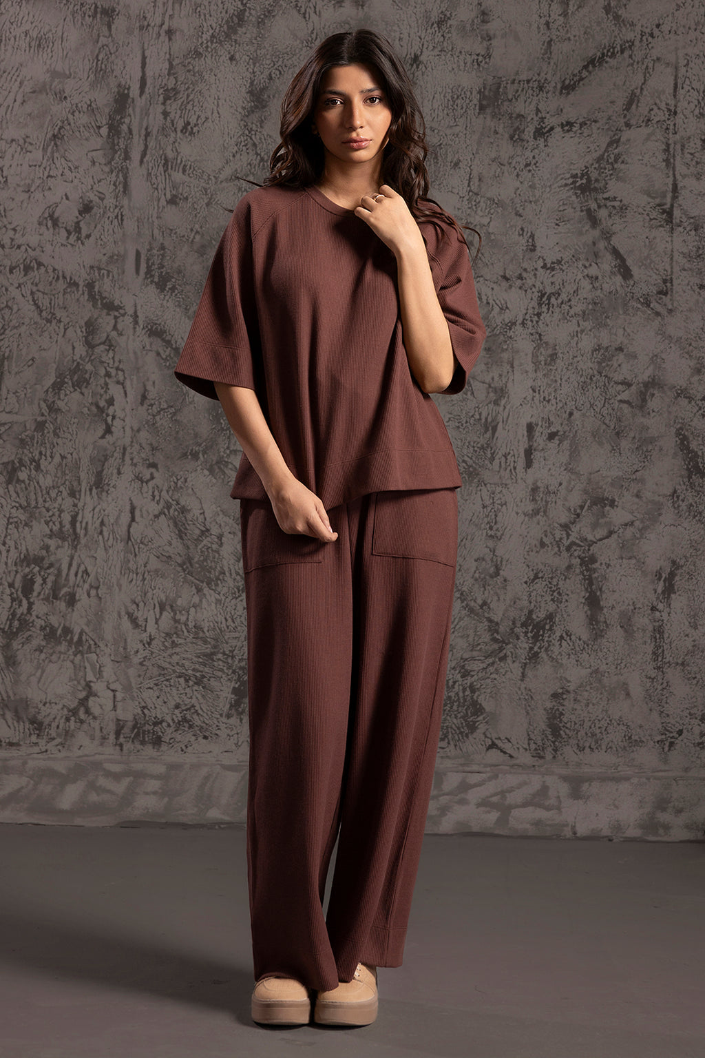 Waffle Knit Co-Ord Set Shirt - 5001