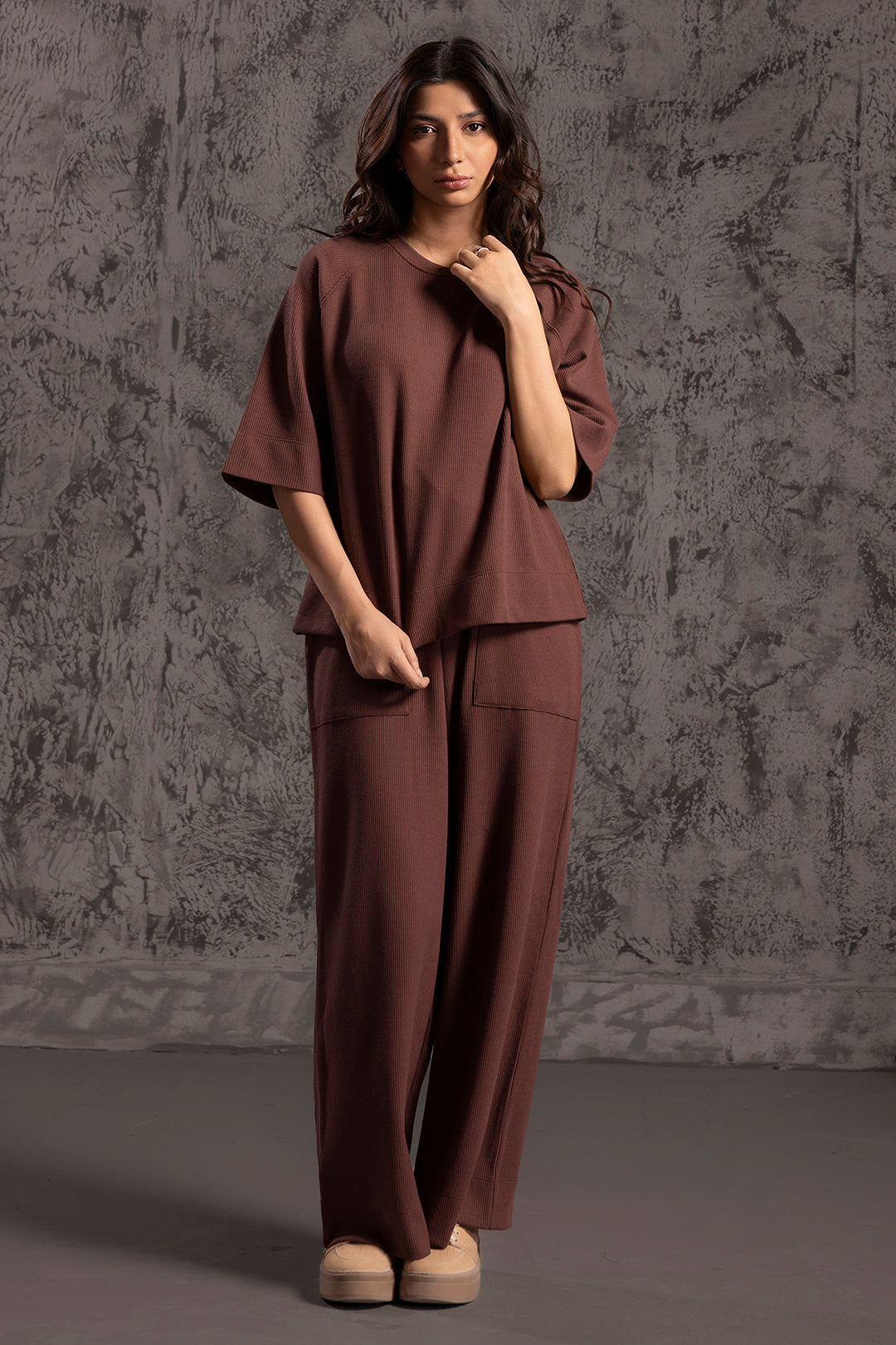 Waffle Knit Co-Ord Set Shirt - 5001