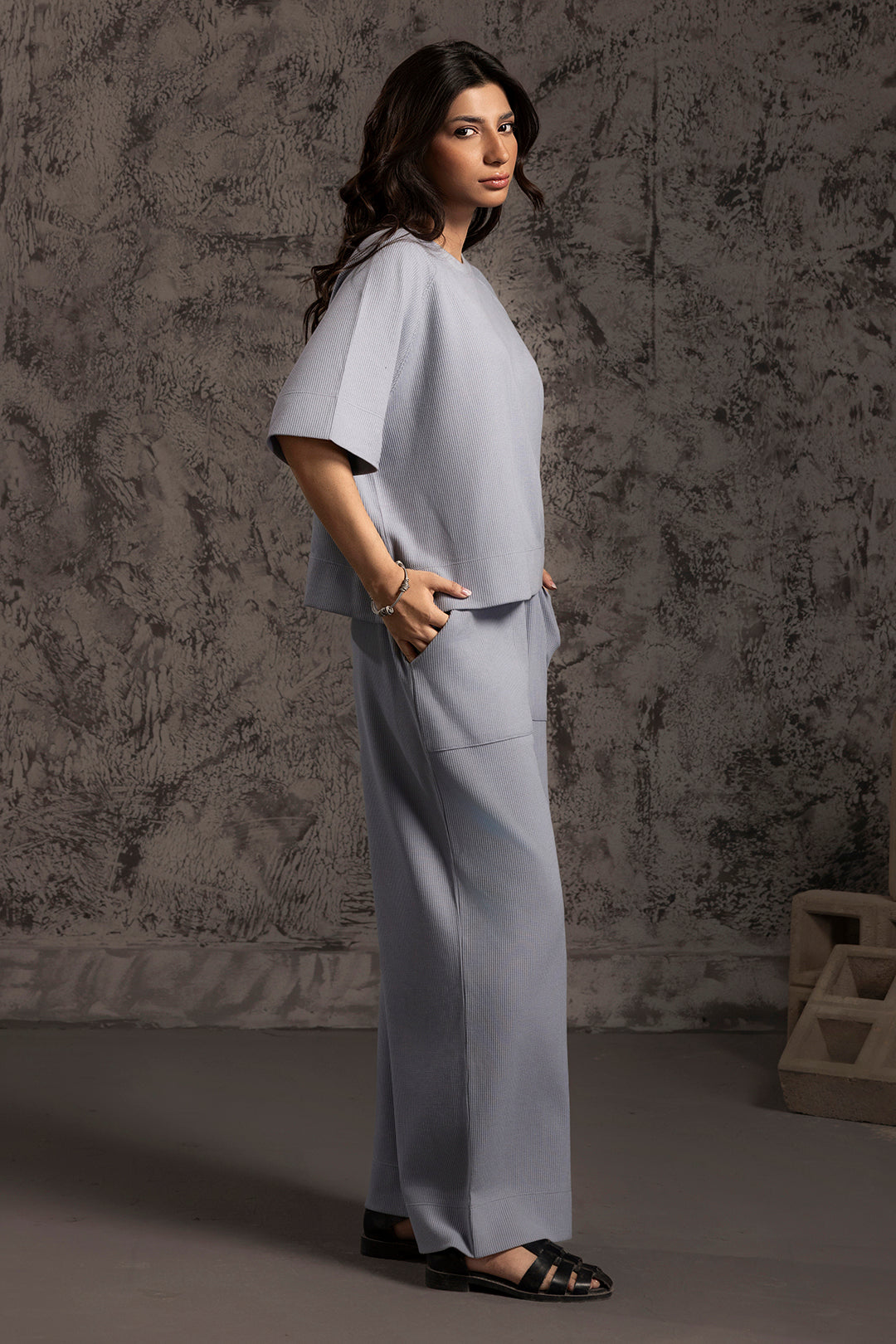 Waffle Knit Co-Ord Set Shirt - 5002